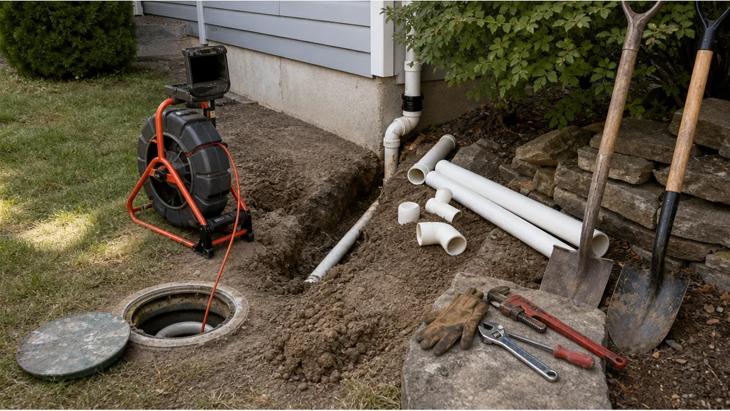 Residential sewer line repair project detail for homeowner quote planning